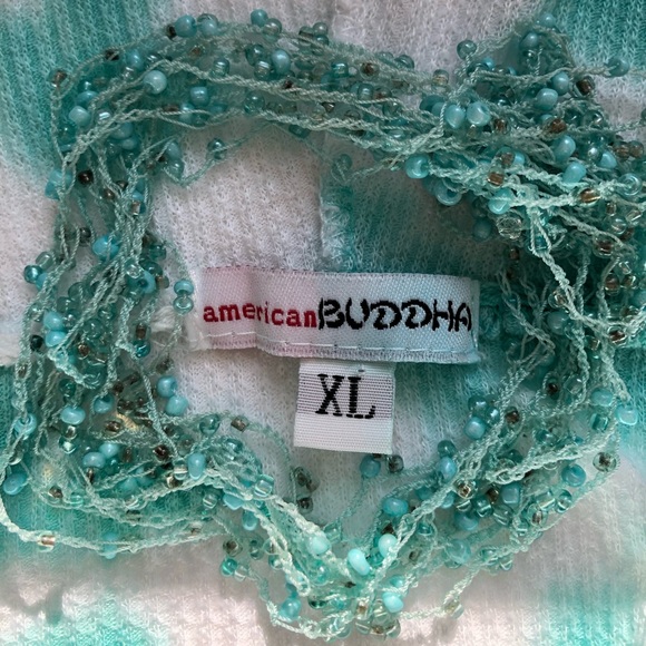 American Buddha Seafoam & White Babydoll Coverup Dress With Flip Flop Necklace - Picture 4 of 7